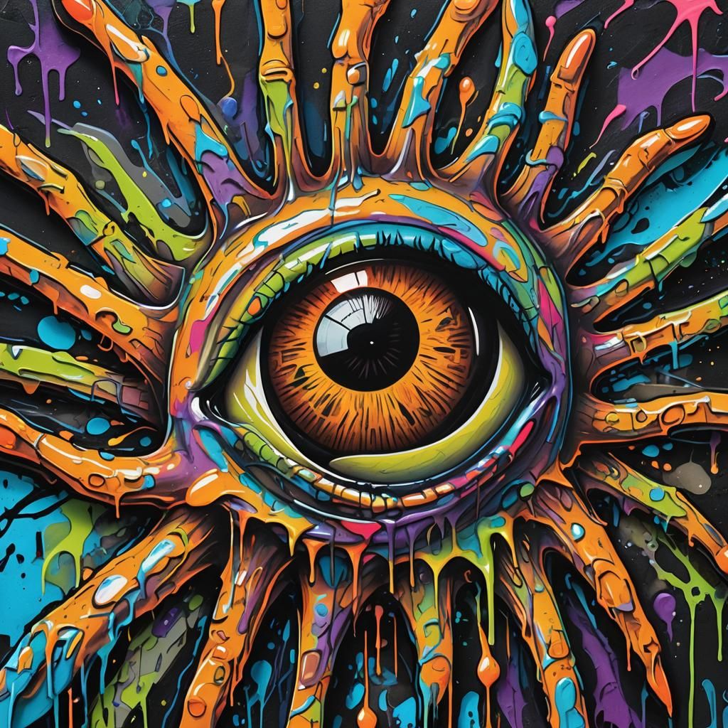 Eye Claw Graffiti Art in Vibrant Street Style