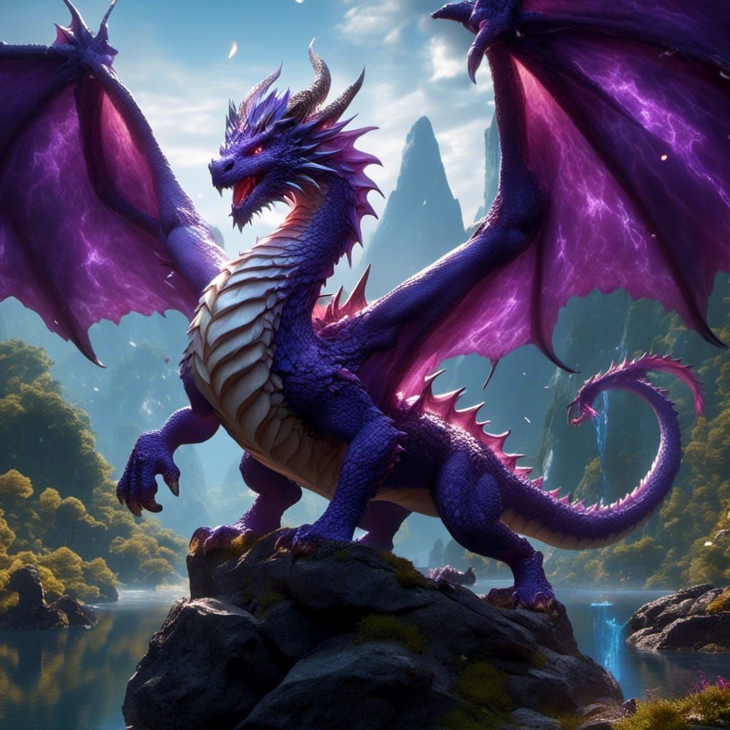 Purple Dragon Unleashes Electric Bolt