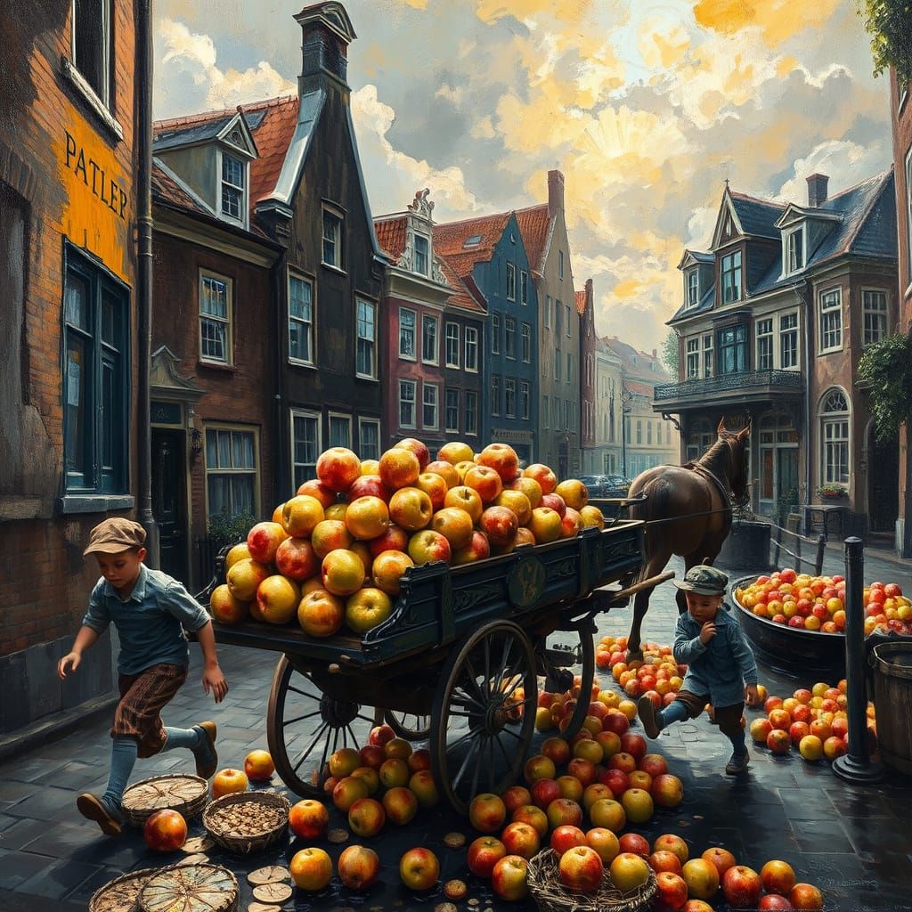 Vibrant Amsterdam Harvest Scene in Neo-Expressionist Style