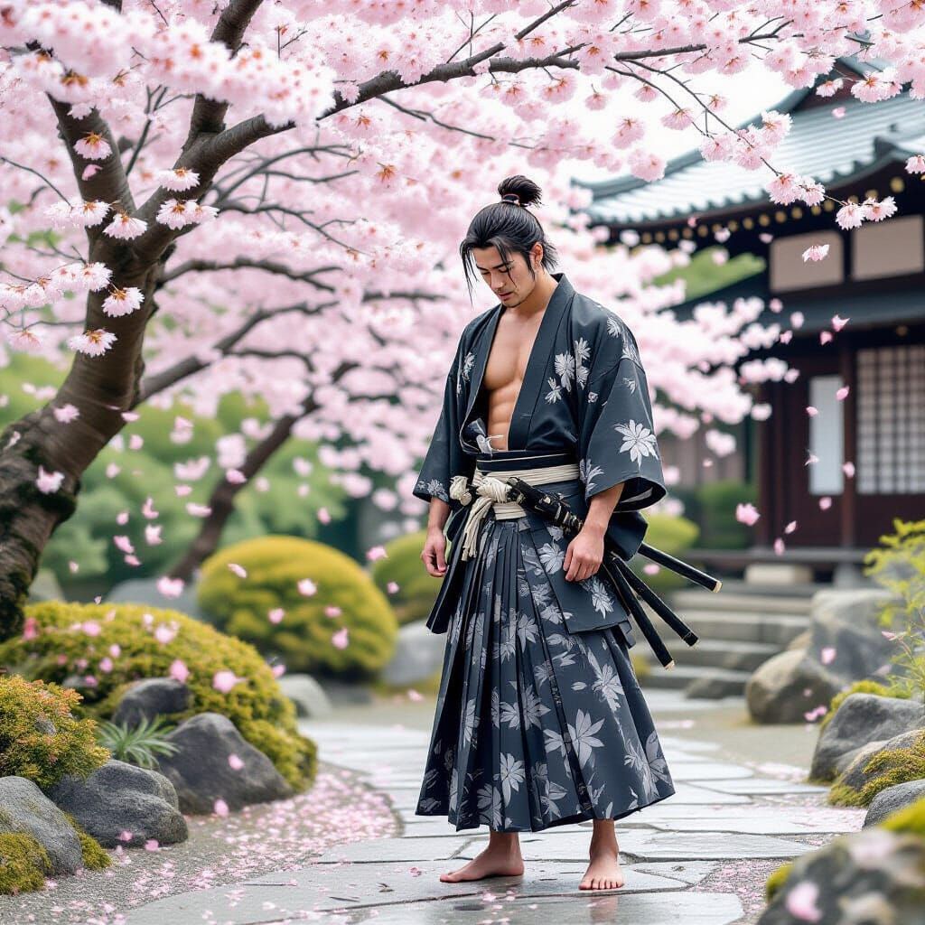 Gay Samurai Cries in Spring Breeze, Yamato-e Style