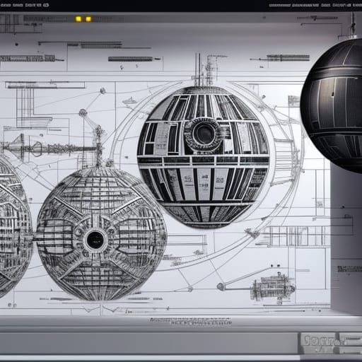 Steampunk Death Star: Da Vinci-Style Engineering Diagram