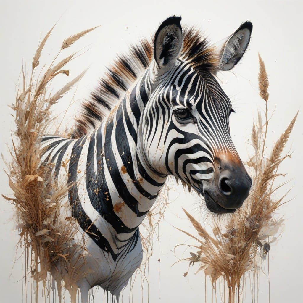 Enchanted Zebra in Whimsical Grassland