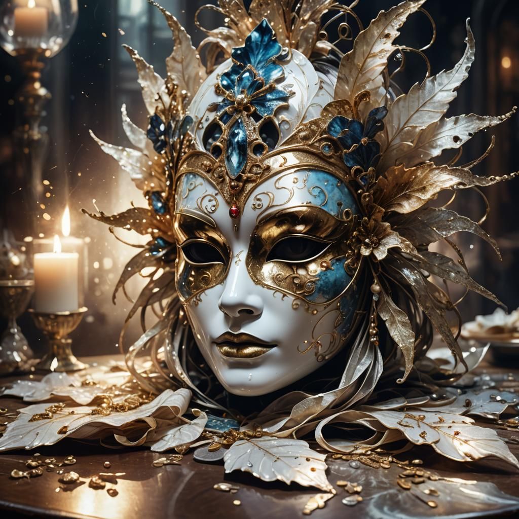 Mysterious Venetian Mask with Sunrays and Magic