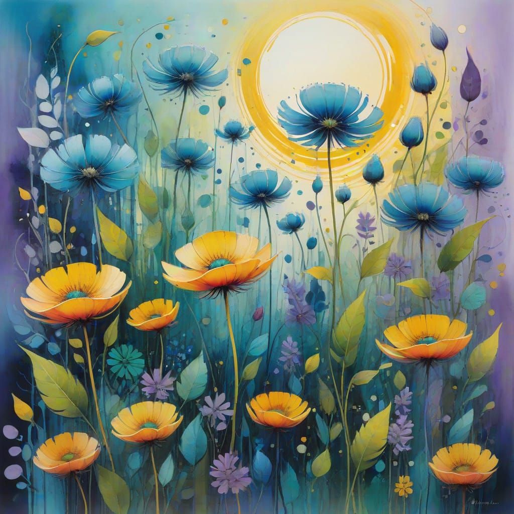 Vibrant Floral Tapestry in Impasto Style