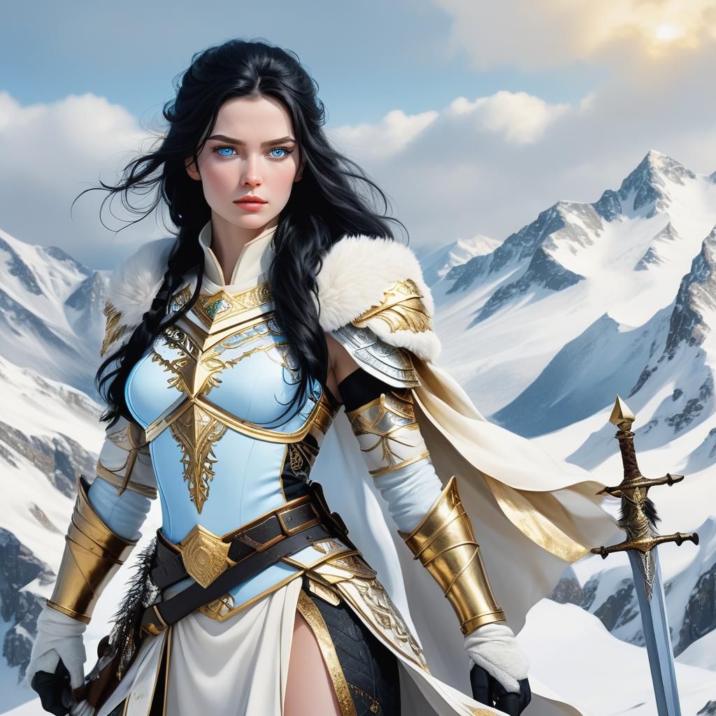 Winter Warrior Princess on Snowy Mountain