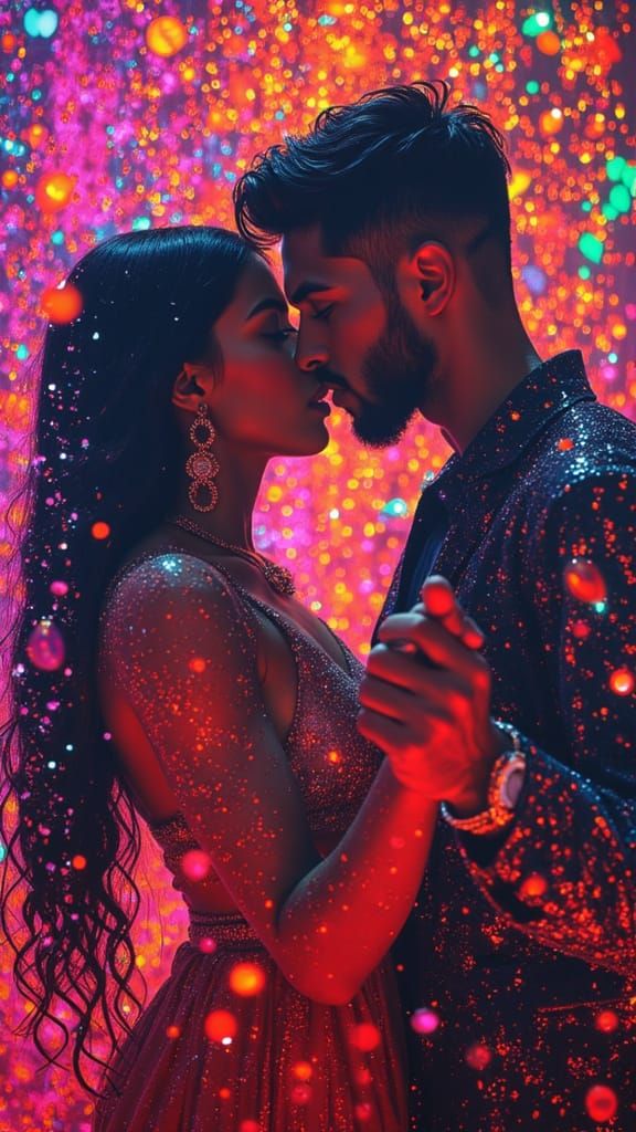 Couple Dancing in Vibrant Surrealism