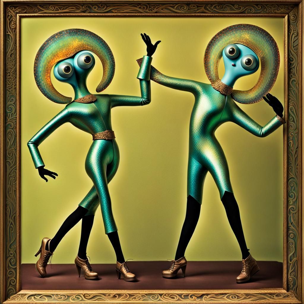 Whimsical Anthropomorphic Dancers in Fractal Light