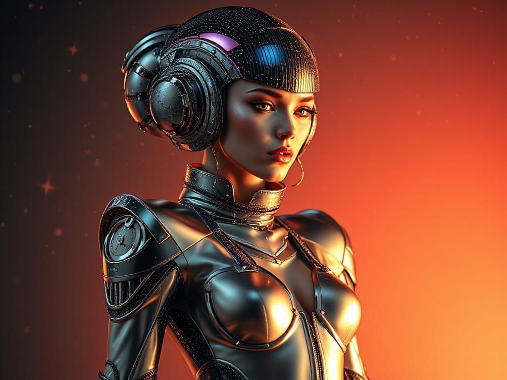 Futuristic Cosmic Couture Fashion Illustration