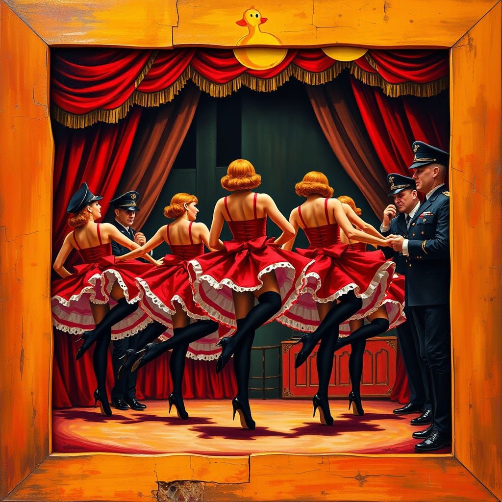 French Cancan Dancers in Moulin Rouge Splendor