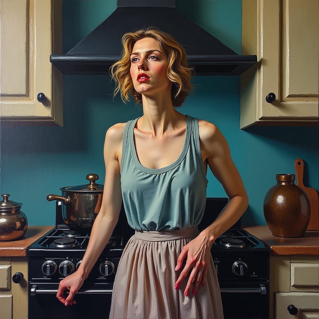 Housewife's Despair: An Impasto Painting