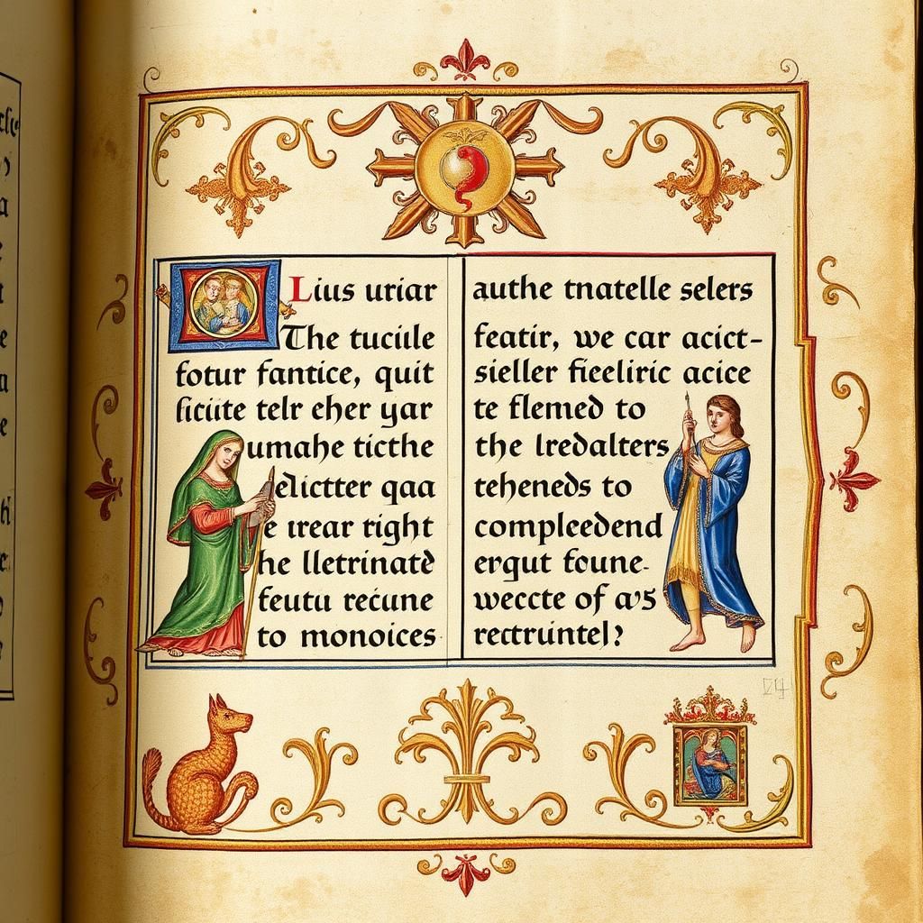 Illuminated Medieval Manuscript Page