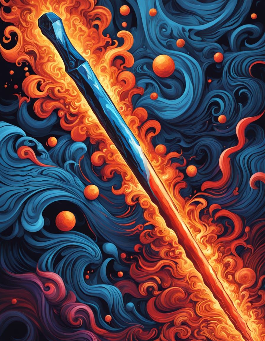 Fiery Divine Blade Ascends in Radiant Glory