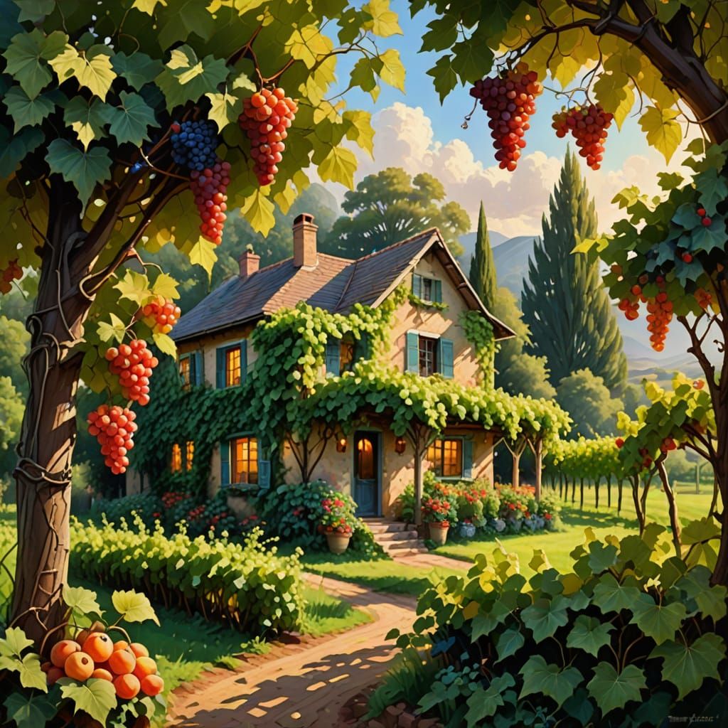 Cozy Vineyard Cottage in Serene Landscape