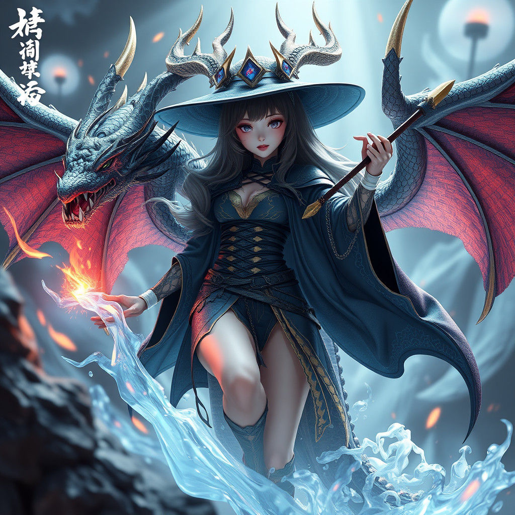 Detailed 3D Dragon Witch Anime Art