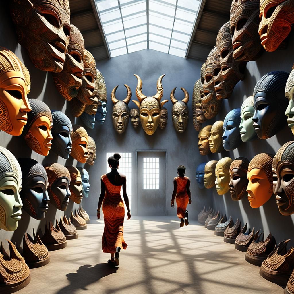 African Woman in Mask Warehouse