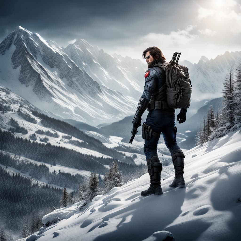 Hyperrealistic Winter Soldier Mountain Hike in HDR