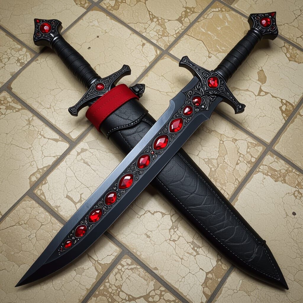 Mystical Sword with Ruby Blade Fantasy Art