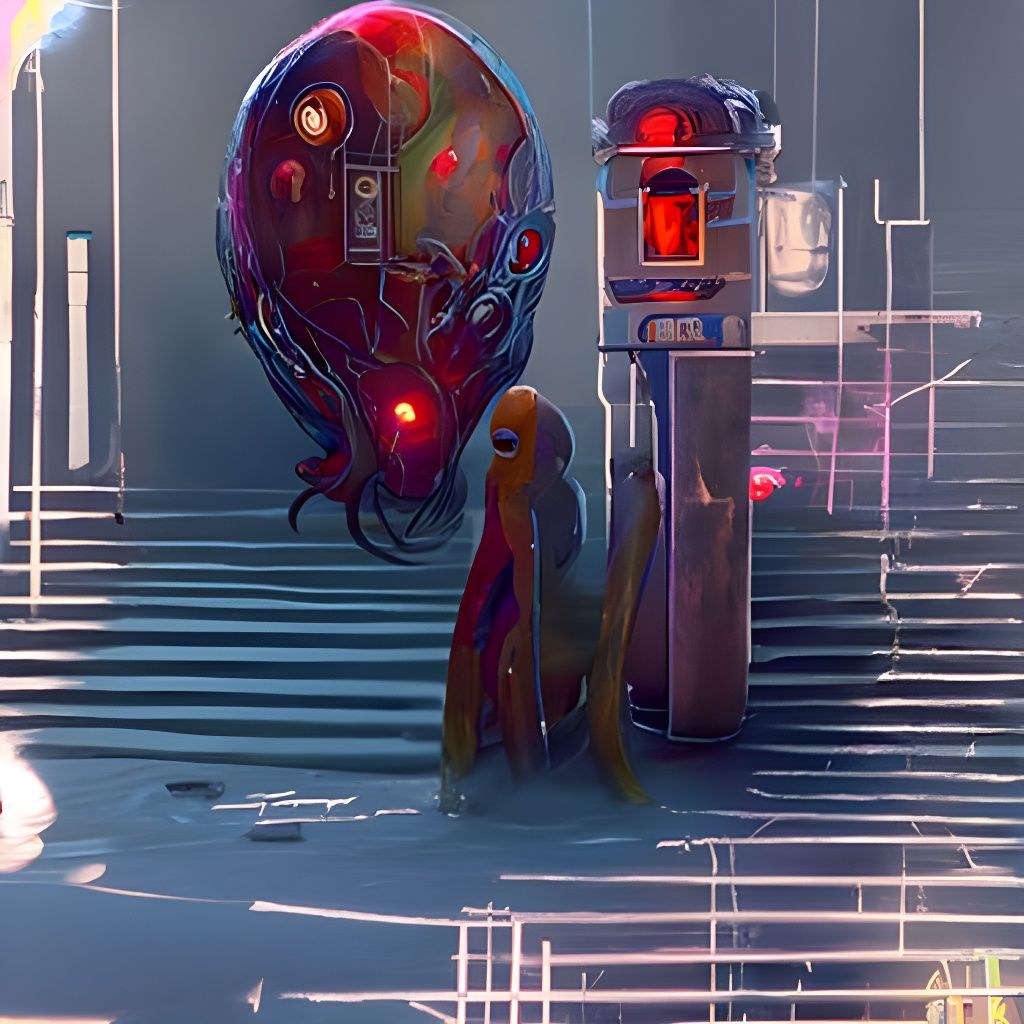 Droid Robot Battle in Alien Biopunk Aesthetic