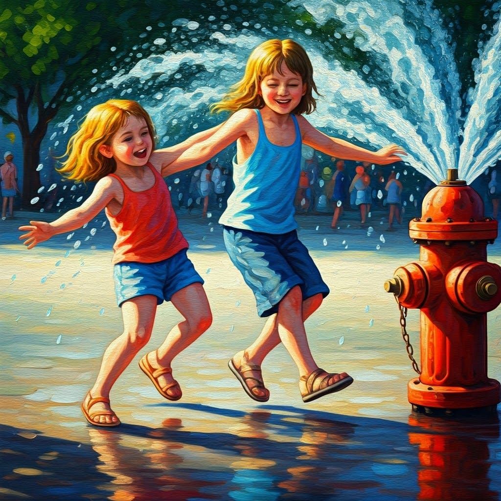 Children Dancing in Summer Sunshine