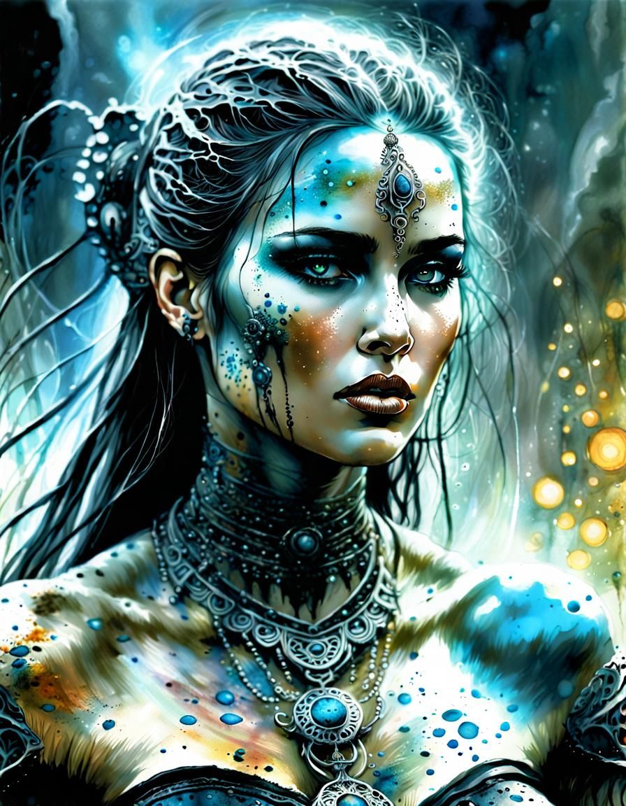 Biopunk Fantasy Woman with Luminous Accents