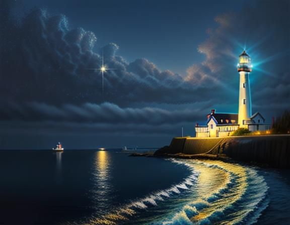Photorealistic Diamond Painting of a Lighthouse