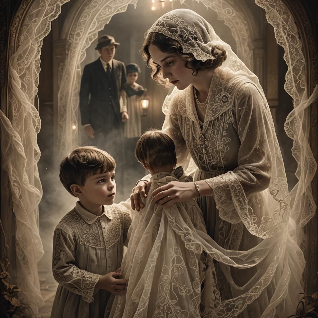 Ghostly Protector: 1920s Fantasy Concept Art