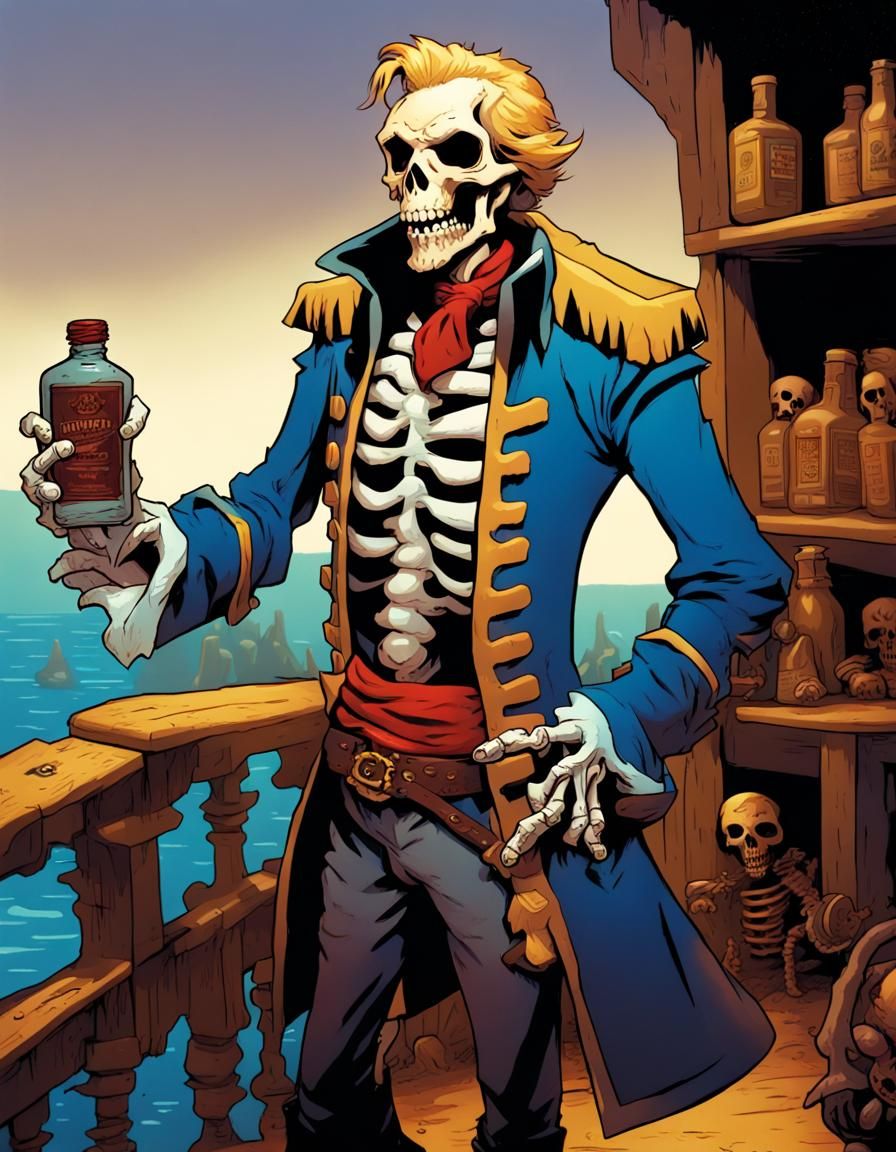 Undead Skeleton Guybrush Threepwood Comic Book Art