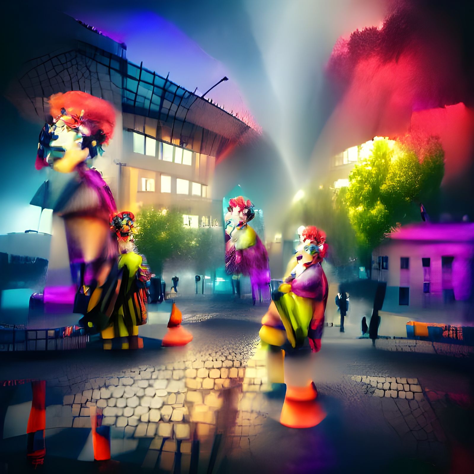Clowns in Berlin: 3D Photorealistic Fauvism