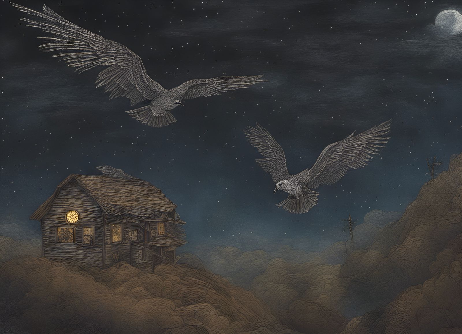 Night Flight in Dark Byzantine Style