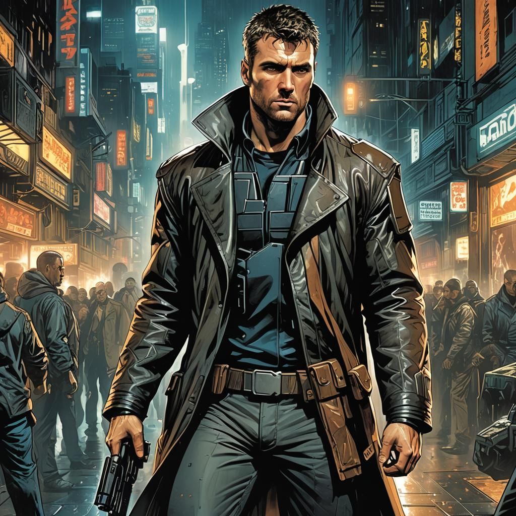 Vigilante Superhero in Blade Runner Comic Art