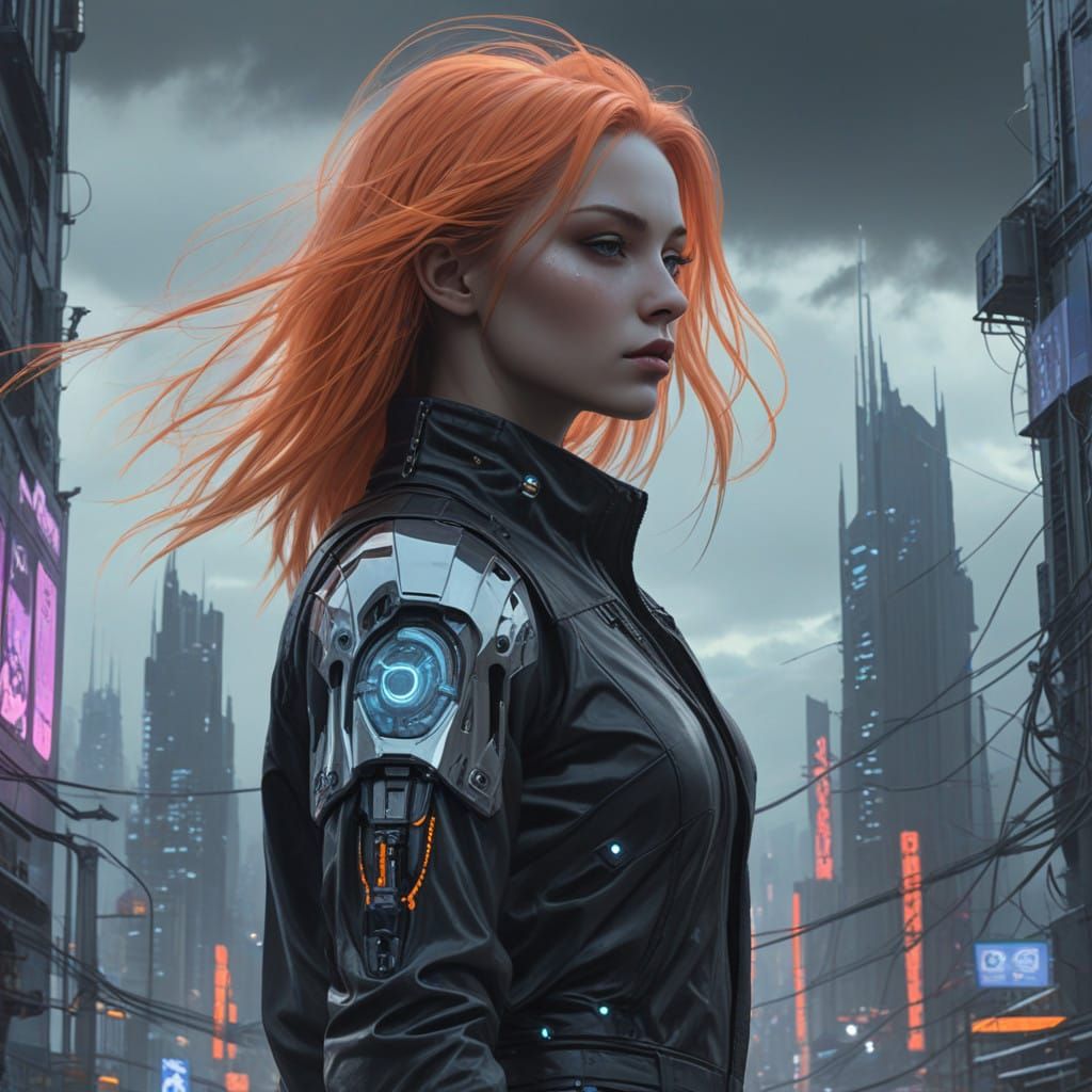 Cyborg Goddess of Neon Skies