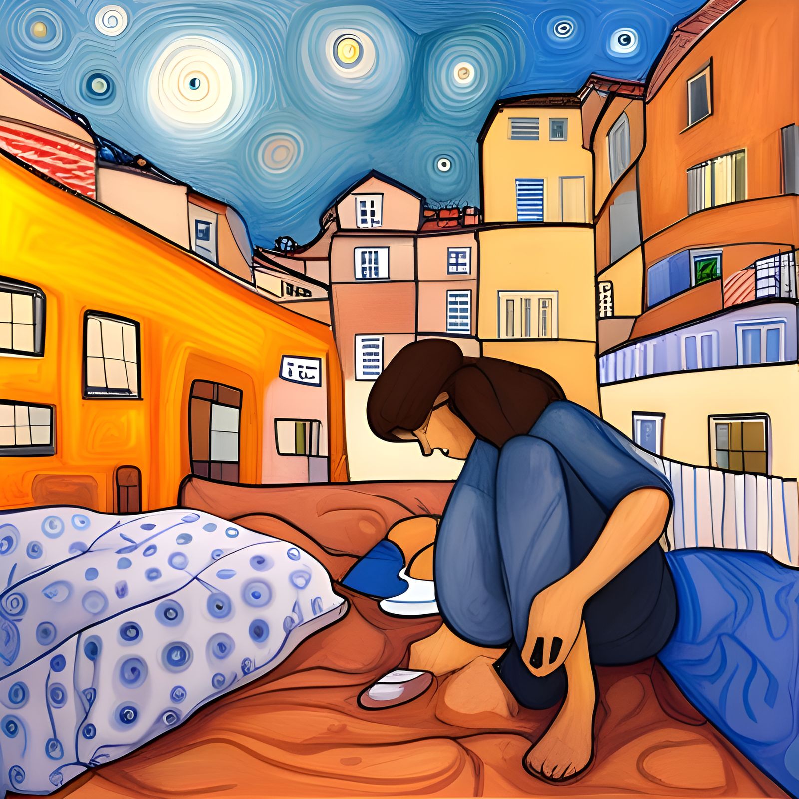 Sleeping dogs Picasso: open roof at starry night Istanbul