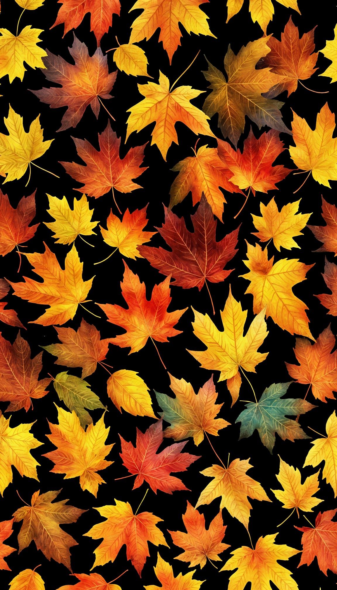 Vibrant Autumn Leaves Wallpaper in Seamless Design