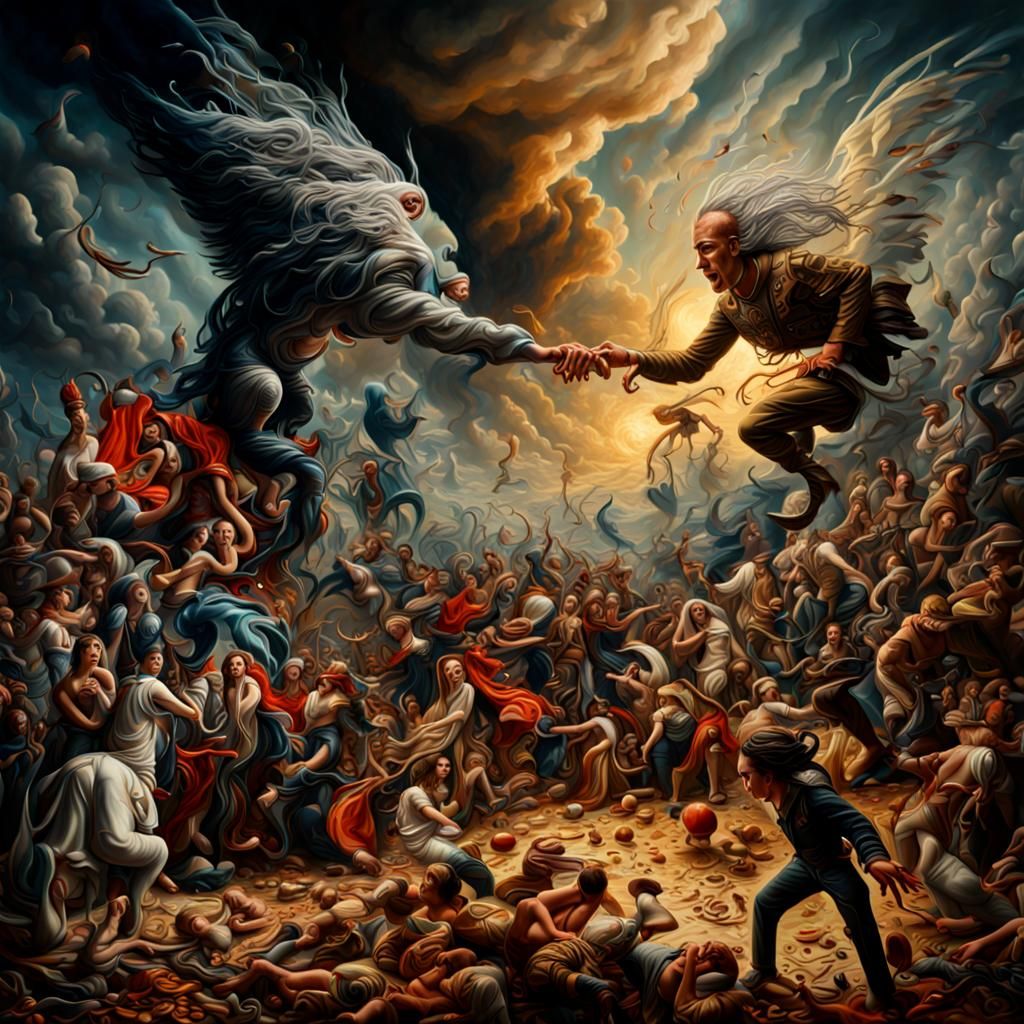 Surrealist Painting of Phenomena and Noumena Clash