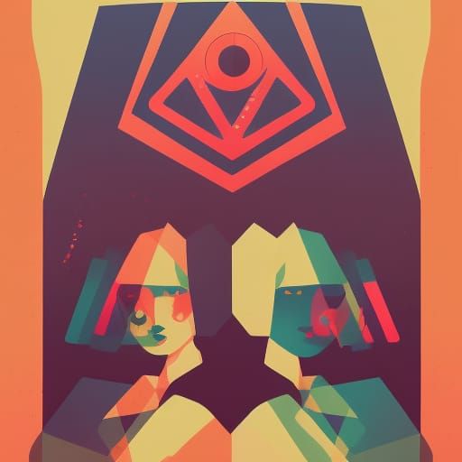 Lesbian Vampire Lovers Under the Moon in Pop Art