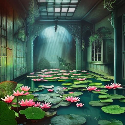 Miniature Haunted House in Lotus Pond, Anime Style