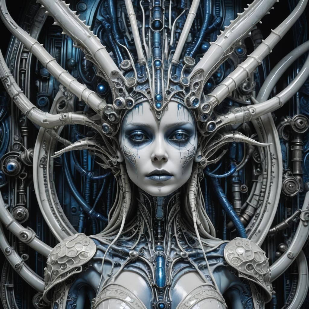 Biomechanical Ceramic Fairy in Dark Fantasy Style