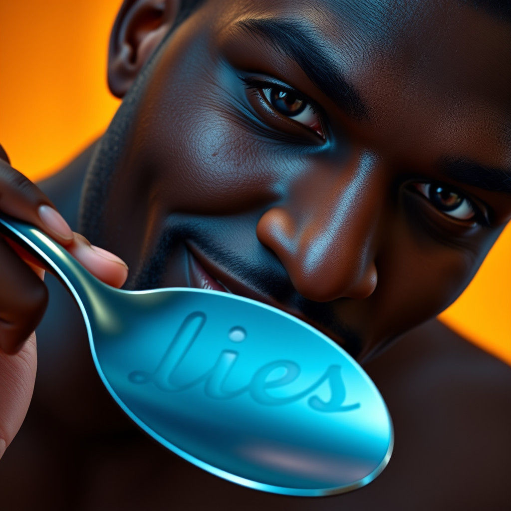 Intimate Portrait with Spoon Reflecting Lies