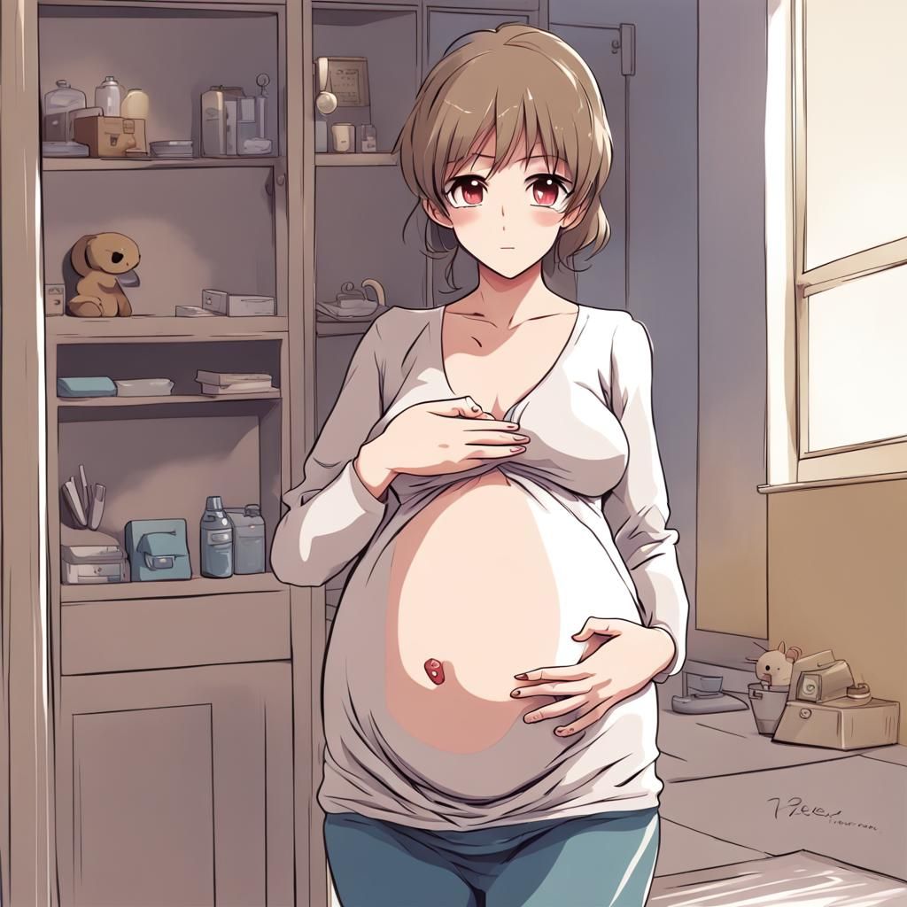 Pregnant Girl in Anime Style