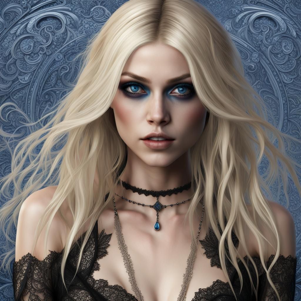 Photorealistic Portrait of Taylor Momsen in Lace Dress