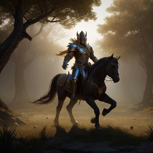 Fantasy Warrior Rides at Sunset: Inspiring Concept Art