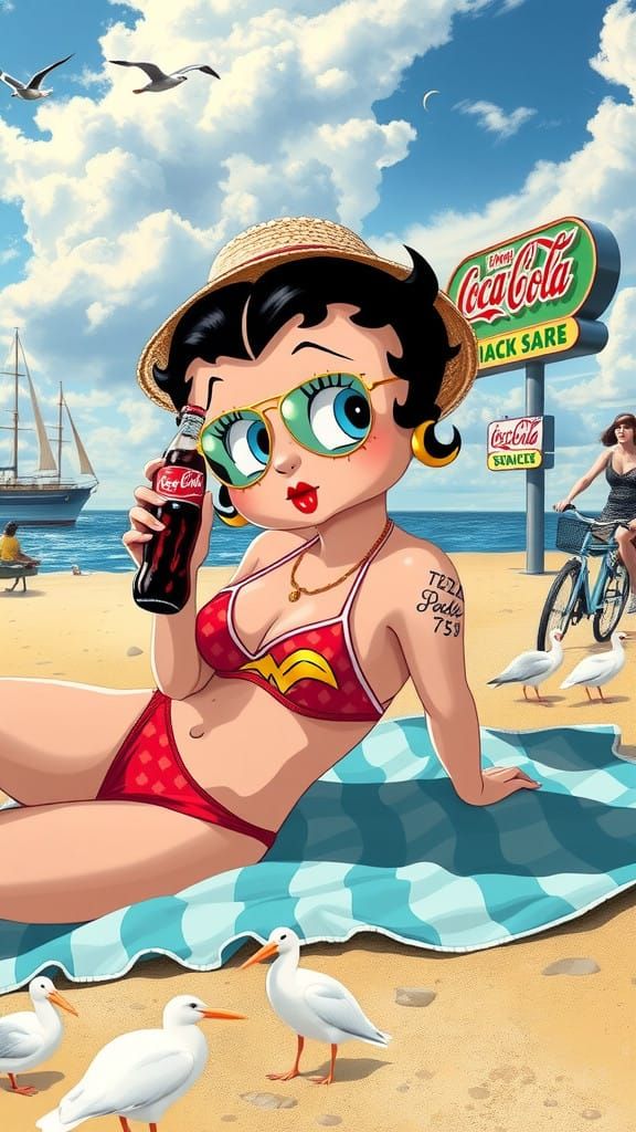 Betty Boop as Wonder Woman at Beachside Oasis