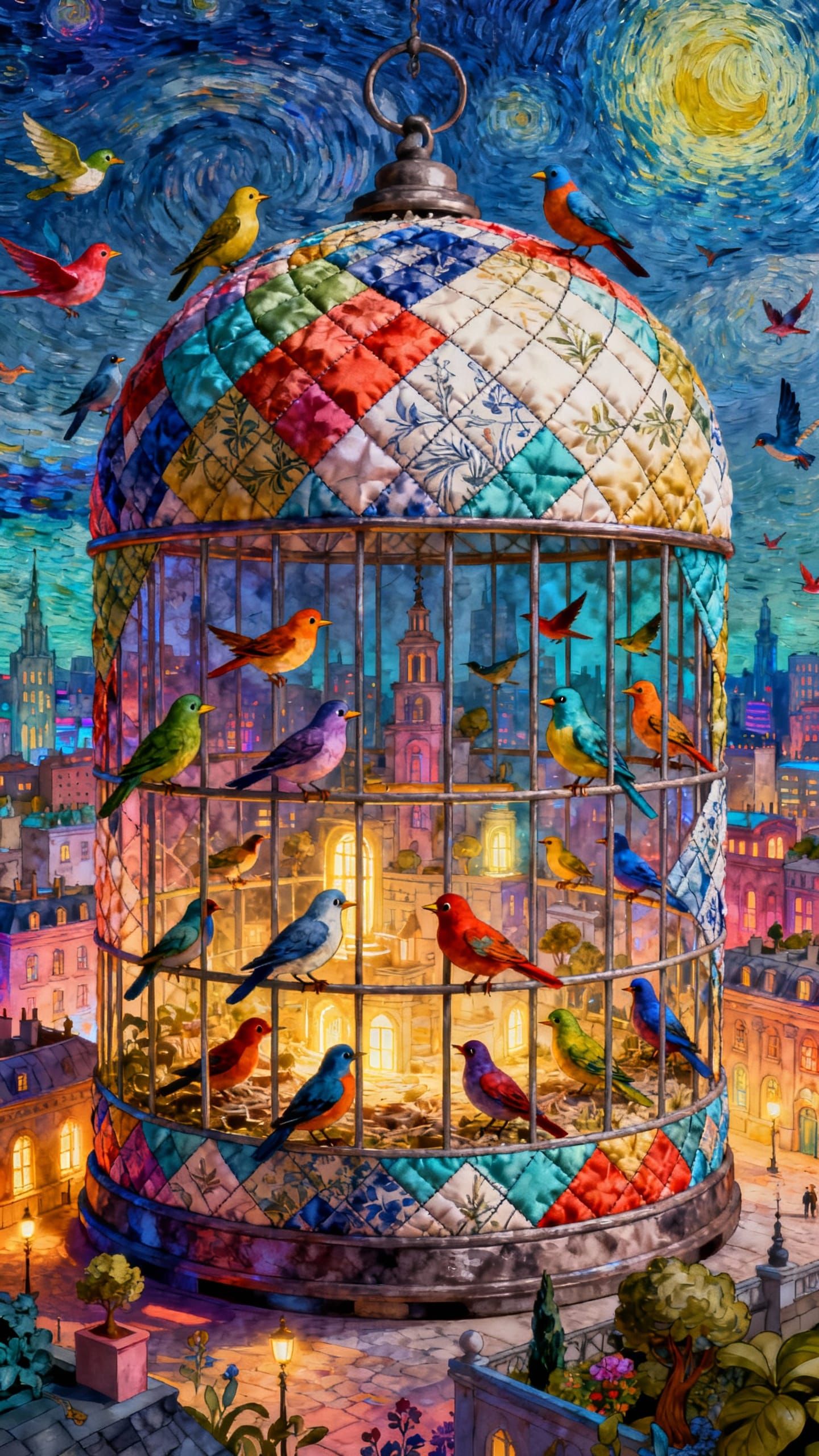 Surreal Birdcage City With Thousands of Birds