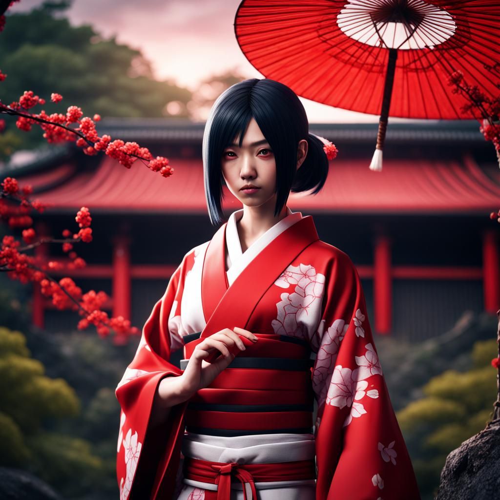 Sarada Uchiha Teen Realistic Photo in Kimono