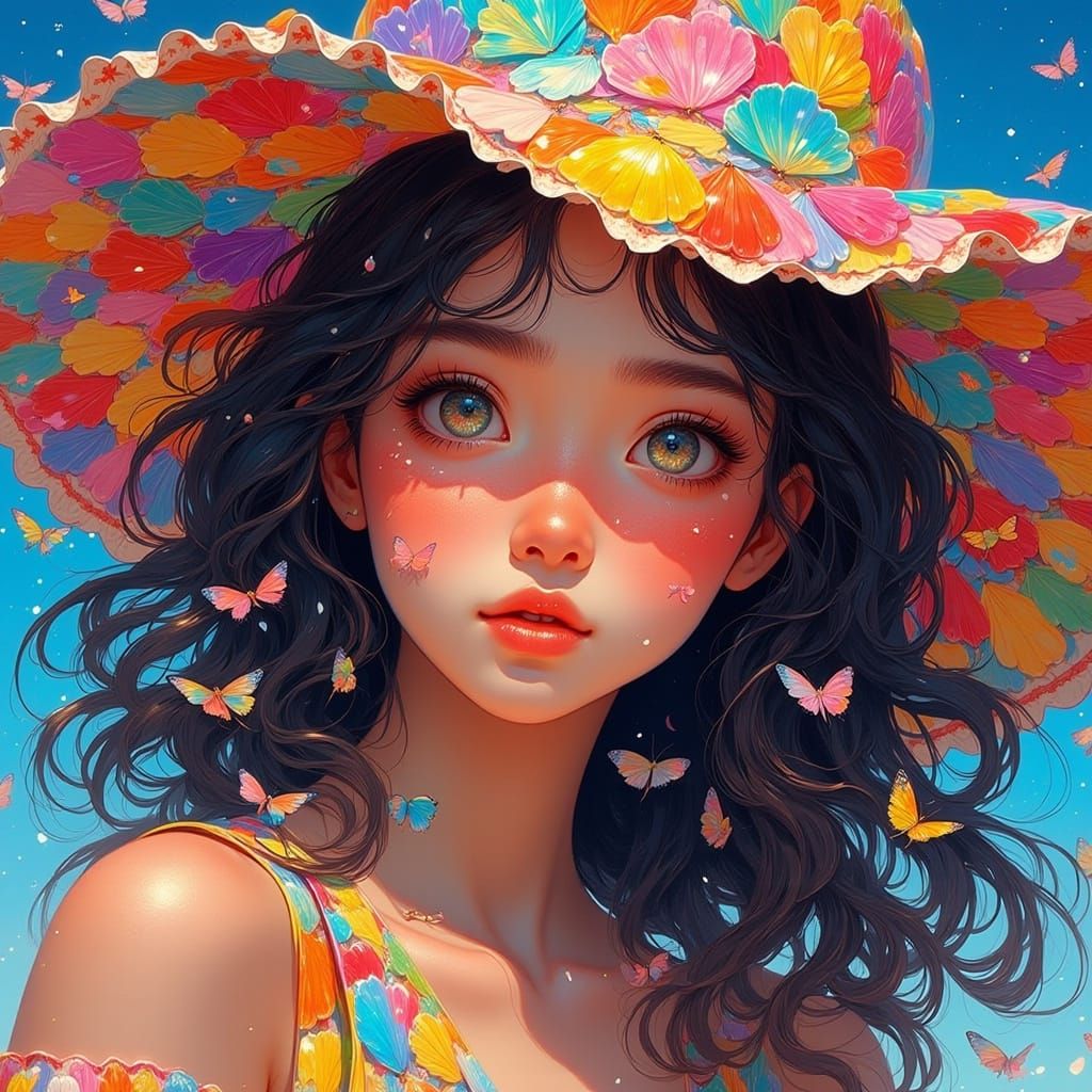 Woman's Shell Hat in Gauguin-Murakami Style