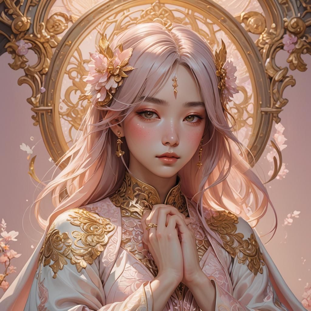 Anime Art Portrait: Nude Woman in Pastel Colors