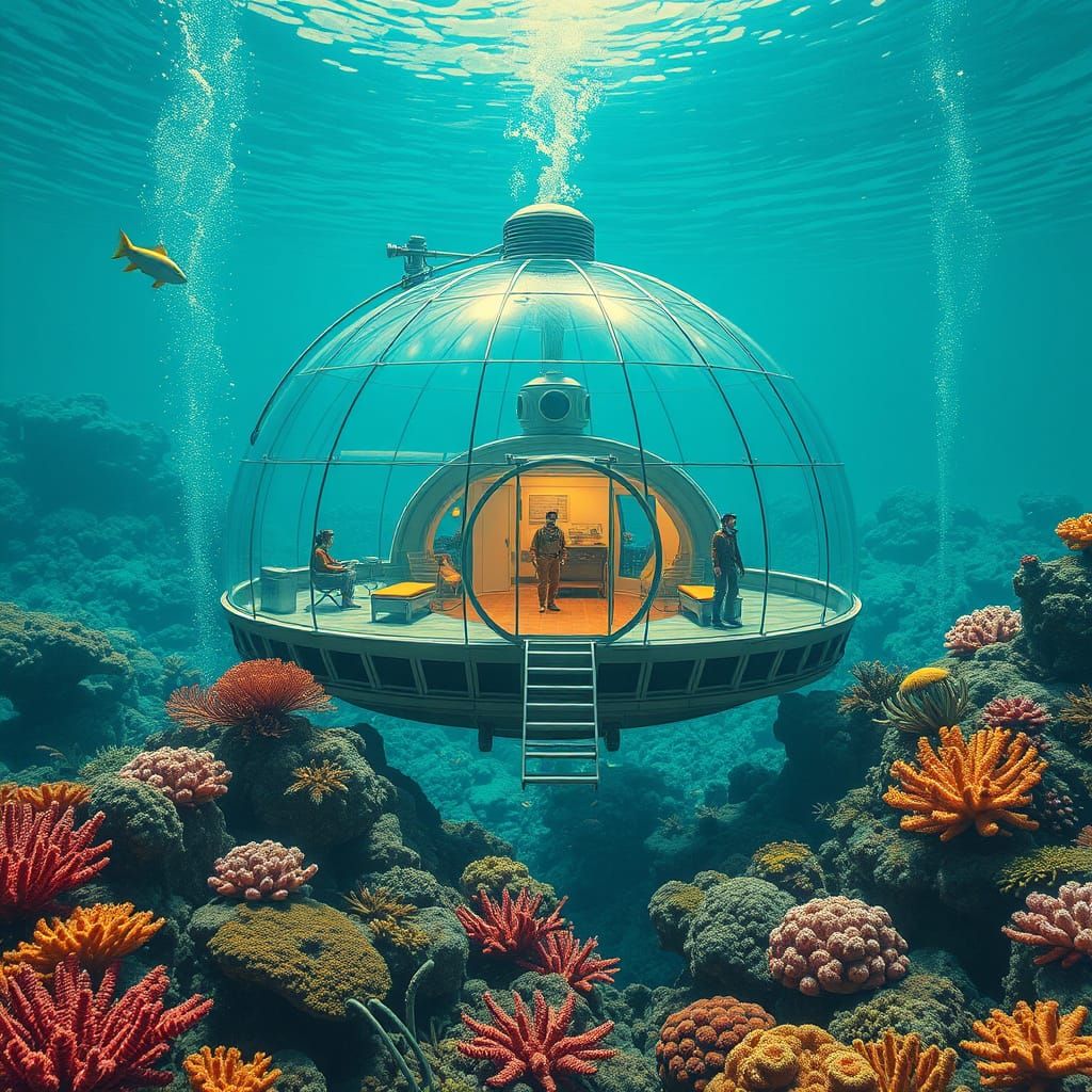 Retro-Futuristic Underwater Glass Dome House