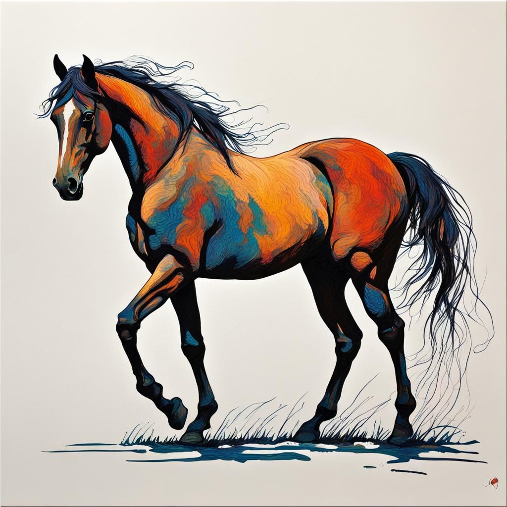 Minimalist Line Art Horse in Expressionist Style