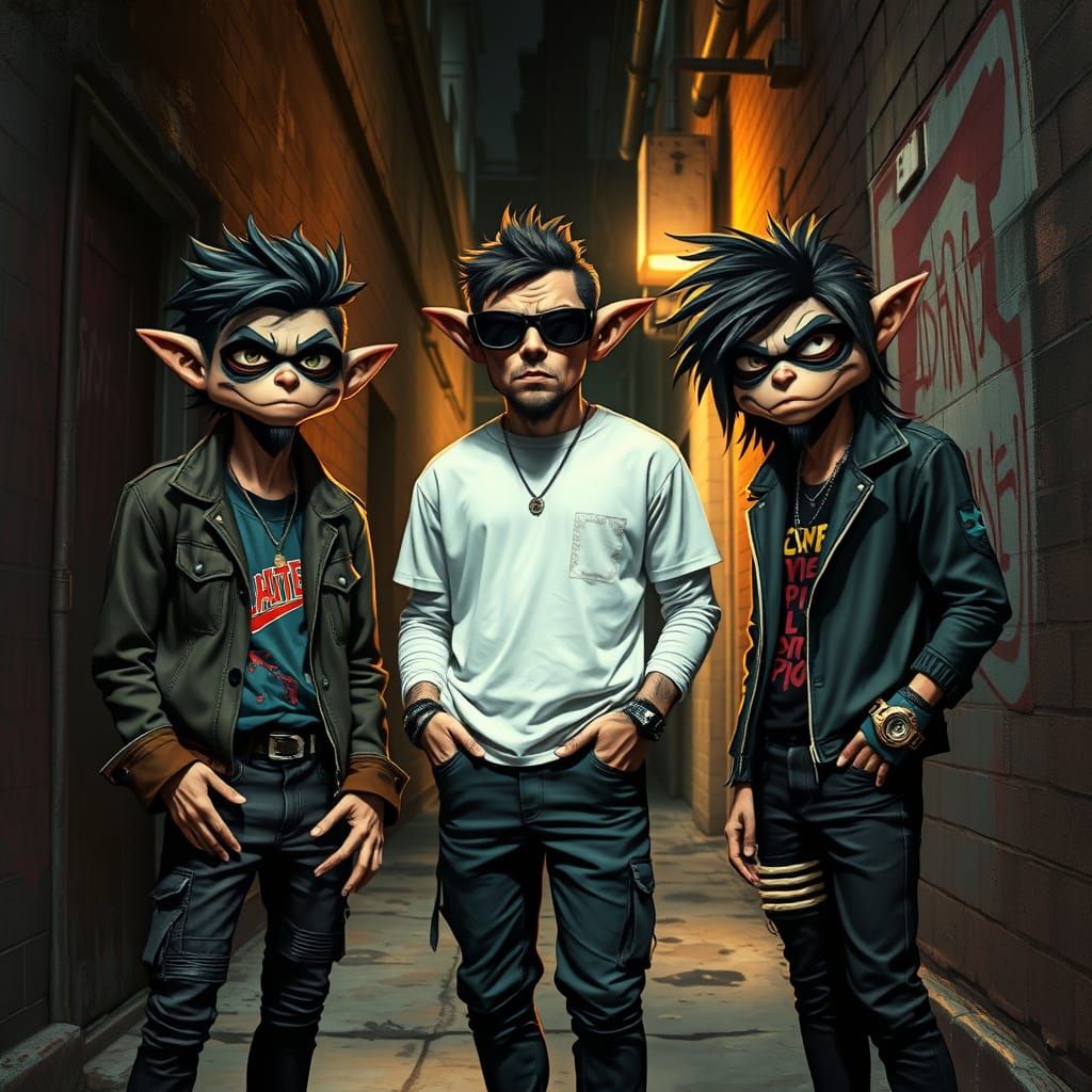 Cyberpunk Band in Dystopian Alleyway