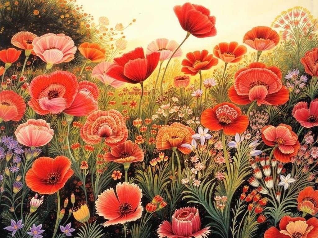 Whimsical Poppies in a Dreamlike World